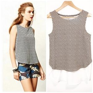 Anthropologie Deletta Black/White Geometric Tank-S